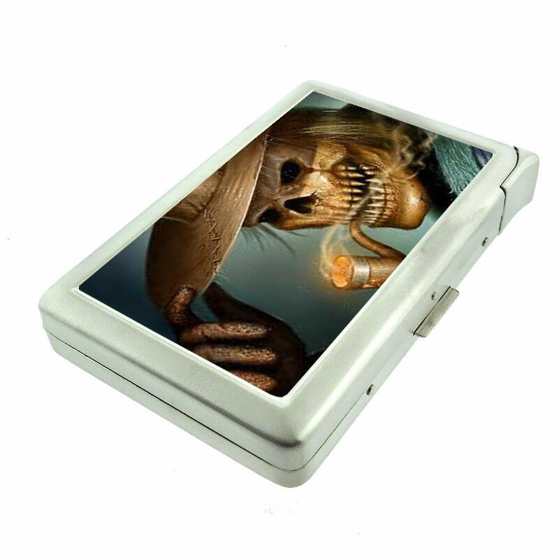 Skeletons D13 100's Size Cigarette Case with Built in Lighter Wallet ...