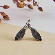 Sterling Silver Double Maple Seed Pod Charm 17x18mm - $275.21 MXN