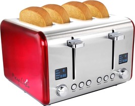 Beautiful 4-Slice Toaster Stainless Steel with Removable Tray Long Extra Wide - £60.15 GBP