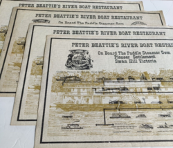 Set 4 Peter Beattie&#39;s River Boat Restaurant placemats Swan Hill Victoria - £25.00 GBP