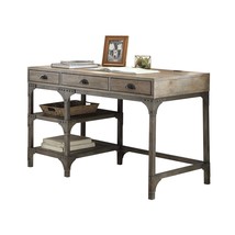 Weathered Oak Writing Desk | Antique Silver Metal Accents - £315.91 GBP