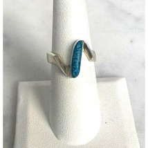 Taxco 925 Sterling Silver And Turquoise Zigzag Ring Size 7.5 Sky - $39.20