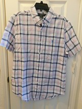 U.S. POLO ASSN. Men&#39;s Short Sleeve Button Down Shirt SMALL Plaid Violet ... - $35.60