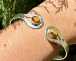 Handmade Cuff Bangle Bracelet Jewelry German Silver, Natural Tigers Eye ... - £14.09 GBP
