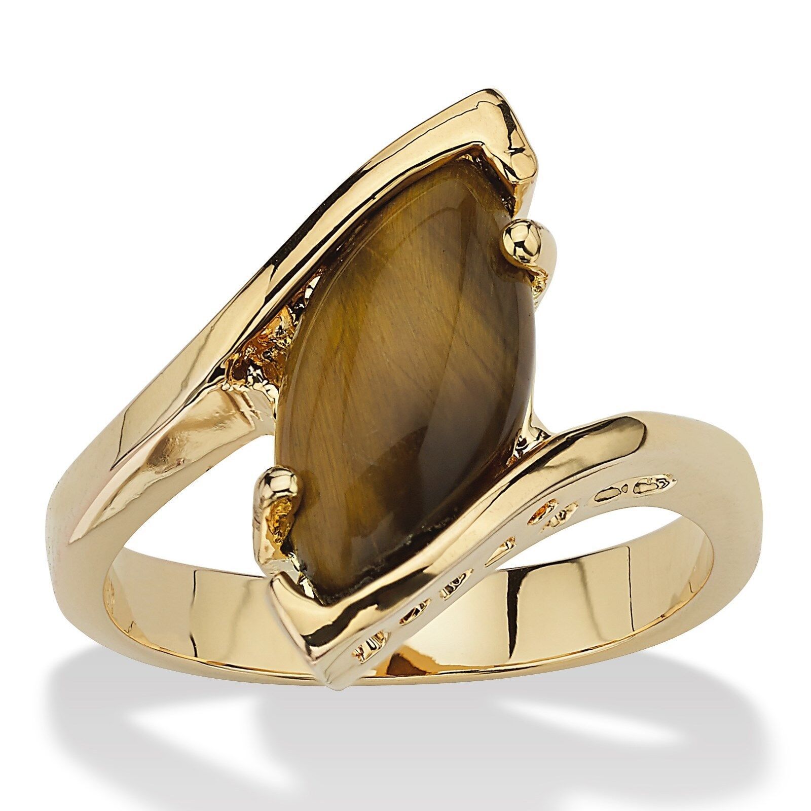 Primary image for 14K GOLD MARQUISE TIGERS EYE GP RING SIZE 5 6 7 8 9 10