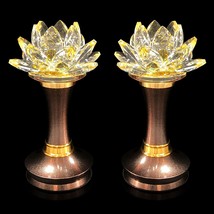 1 Pair Colorful LED Lotus Flower Lamp - GeeJery 7 Color Crystal Buddha, 6 inch - £102.23 GBP