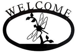Village Wrought Iron Dragonfly Welcome Home Sign Large - $28.05