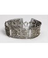 Vintage Chinese Ethnic Filigree Silver Bracelet, 5 Links, Dia. Closed 6 cm - $138.00