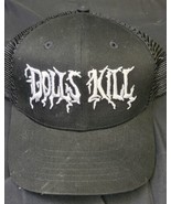 Dolls Kill Trucker Hat Embroidered Logo Snap Back Black Baseball Cap  - $9.85