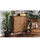 Nikita Ash Walnut and Rattan 4-Drawer Chest - $9,330.64 MXN