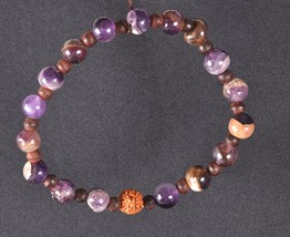 super seven melody stone stretchable  bracelet  with center rudraksha be... - £26.97 GBP