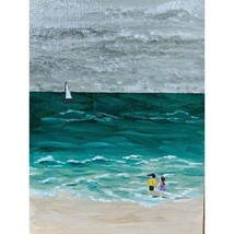 Couple Walking by the Ocean Acrylic Painting By Deb Bossert Artworks - 5 x 7 - £19.78 GBP