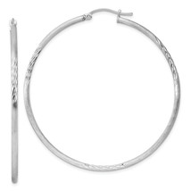 Silver  2mm Polished/Satin Diamond-cut Hoop Earrings QE4424 - $57.52