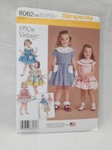 Simplicity 8062 Sewing Pattern 1950s Vintage Dresses w/ Collar Girls Sizes 4-8 - £5.45 GBP