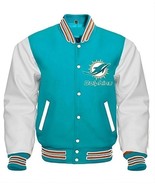 Teal &amp; White Wool Leather Bomber Jacket  - $129.99+