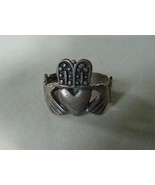 VINTAGE STERLING SILVER CLADDAGH HEART CROWN RING KEW LEAF IRELAND - £77.87 GBP