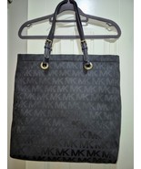 Michael Kors Black Leather Monogram Jet Set Grab Shoulder Tote Bag - $81.20 CAD