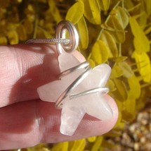 Rose Quartz Love Star Necklace Pendant, Sterling Silver, Heart Chakra #12 - €38,86 EUR