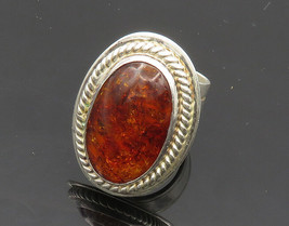 DTR JAY KING 925 Silver - Vintage Cabochon Amber Cocktail Ring Sz 6 - RG20301 - £80.34 GBP