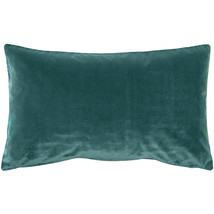 Castello Teal Blue Velvet Throw Pillow 12x20, with Polyfill Insert - £29.85 GBP