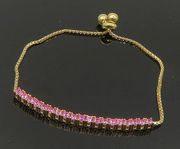 Gold Over 925 Silver  Cubic Zirconia Adjustable Child Box Chain Bracelet... - $43.39