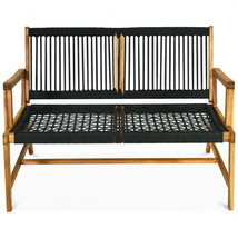 Acacia Wood 2-Person Bench for Patio-Black - £153.30 GBP