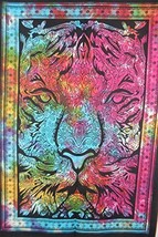 Traditional Jaipur Tie Dye Lion Face Wall Art Poster, Hippie Wall Tapestry, Indi - £12.39 GBP