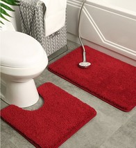 2 PCS Bathroom Rug Set, Ultra Soft Non Slip Bath Rug[31&#39;&#39;X20 +20&#39;&#39;X16&#39;&#39; U] Red - £14.26 GBP