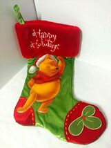 Winnie The Pooh Christmas Stocking Disney Happy Holidays Mistletoe Puffy... - $30.15