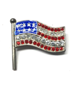 American Flag With Crystals Vintage 1 1/2&quot; tall Pin - €4,31 EUR