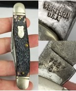 1961-1977 vintage pocket knife 4&quot; WESTERN 742C 742 jigged delrin stockman - $69.99