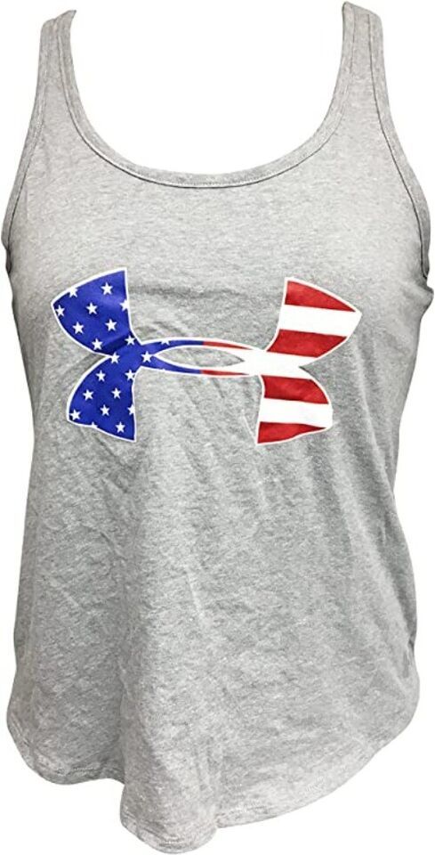 Primary image for Under Armour Women's Freedom Big Flag US USA Logo Gray Tank Top 1355923 035 XS