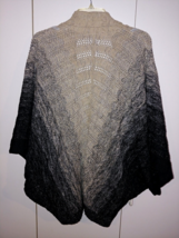 CHICO&#39;S LADIES TAN/BLACK/GRAY OPEN SS SHRUG-S/M-LOOSE KNIT-BARELY WORN - $13.99