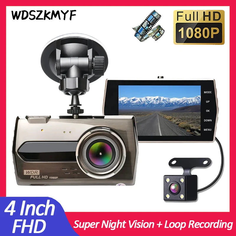 Dual Lens HD 1080P 4.0 Inches Car DVR Dash Cam Car Video Recorder Dash Cam - £32.36 GBP+