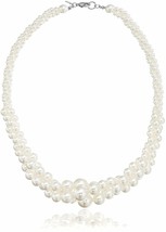 18&quot; Three Strand Twisted Cream Simulated Pearl Wedding Bridesmaid Necklace - £15.46 GBP