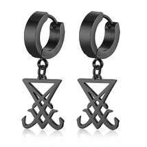 Sigil of Lucifer Dangle Earrings Stainless Steel Unisex Brincos Religious Jewelr - £7.84 GBP
