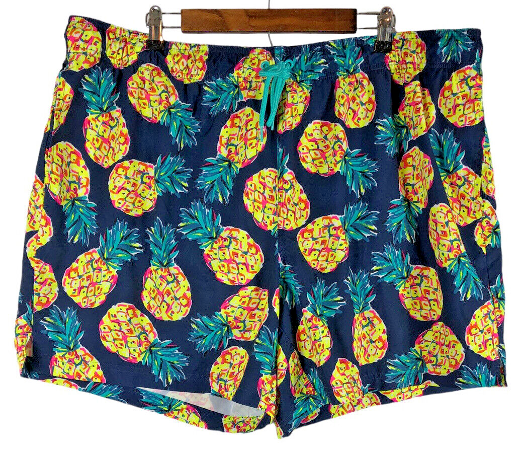 Primary image for George Size 3XL Swim Trunks Pineapple Print Mens Blue Fruit Tropical Shorts