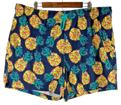 George Size 3XL Swim Trunks Pineapple Print Mens Blue Fruit Tropical Shorts - £22.05 GBP