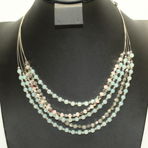 Vintage Five (5) Strand Wire Layered Rondelle Acrylic Bead Necklace - £16.69 GBP