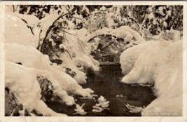 RPPC Sweden Rustic Snow Scene Along the Creek Real Photo Postcard V7 - $4.95