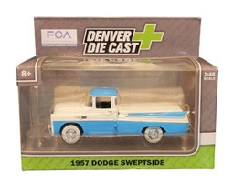 Denver Diecast 1957 Light Blue &amp; White Dodge Sweptside Pickup 1:48 Scale - $16.82