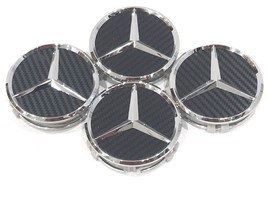 4Pcs, Centro Ruota Hubcap 75mm/3 in Fibra di Carbonio Nero Mercedes Benz - $17.27