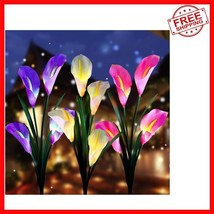 Elegant 3 Pack Solar Garden Lights - Adjustable Color-Changing Calla Lil... - $38.79
