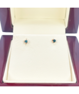 18ct Rose Gold &amp; Natural Round 4-Claw Blue Diamond Children&#39;s Earrings 0... - $4,180.75 MXN
