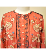 Johnny Was Floral Embroidered Mulane Blouse Sz-LX Coral Sunset - £167.32 GBP