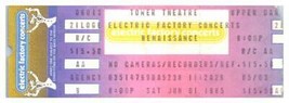 Renaissance Concert Ticket Stub Juin 1 1985 Philadelphia Pennsylvania - £33.18 GBP