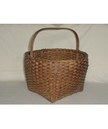 ANTIQUE WOVEN SHAKER BASKET W/ HANDLE &amp; NATURAL FINISH - £137.66 GBP