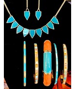 Southwest Turquoise Color Necklace, Bracelets and Earrings Set - £35.97 GBP