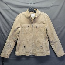 Ruff Hewn Genuine Suede Leather Jacket Women’s Large Beige Full Zip - £21.95 GBP