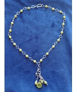 Green Jade Necklace with Handmade Sterling Silver Links - $15.00